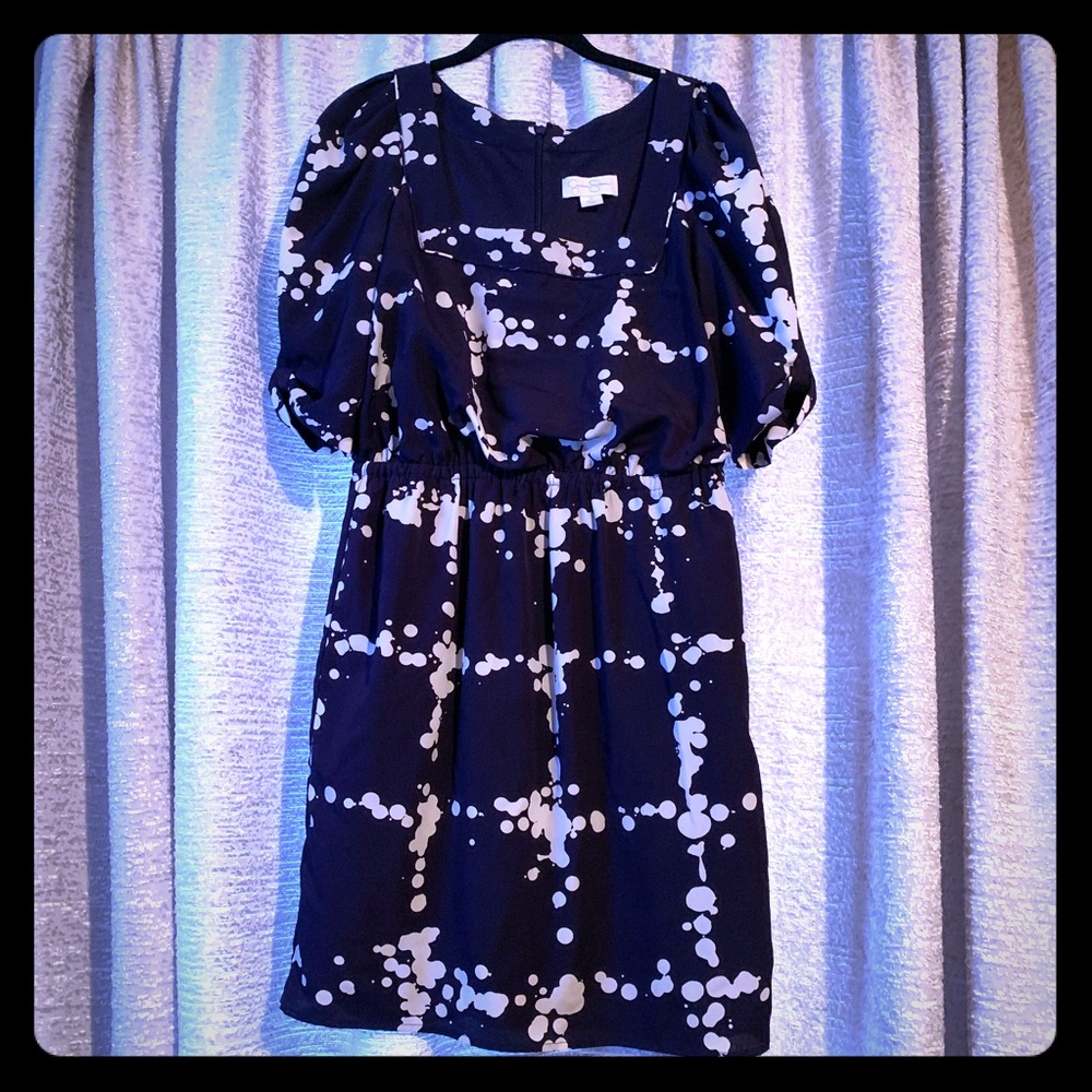 Jessica Simpson navy dress with cream pattern, 10